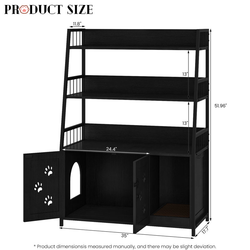 Tucker Murphy Pet™ Large Cat Litter Box Enclosure With Shelf Storage, Hidden Cat Washroom